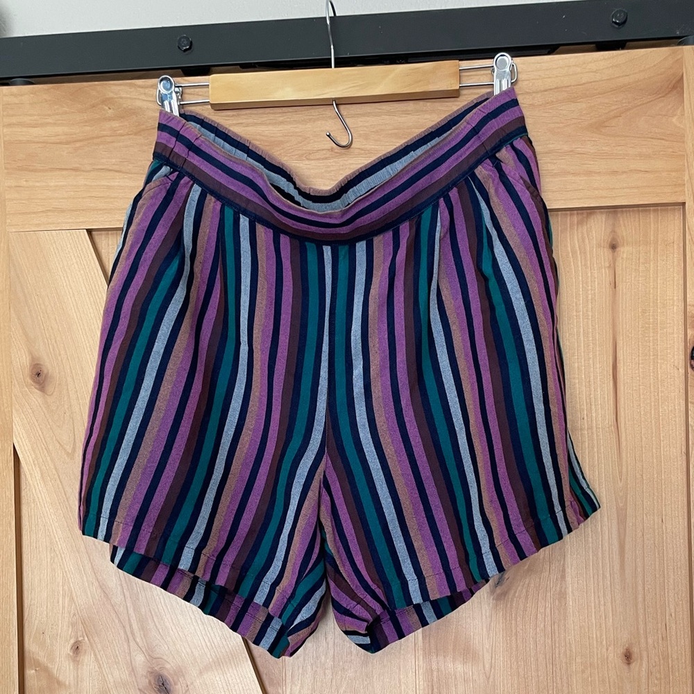a new day Women's Striped Shorts - Purple, Blue, Black